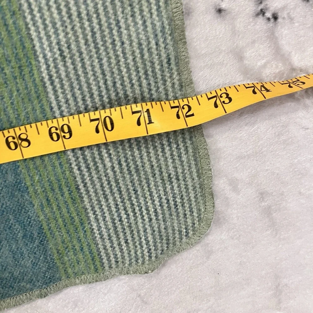 Shupaca Alpaca Throw Blanket Green Blue Striped 60% Alpaca Made in Ecuador